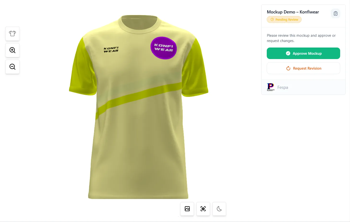 Client approval page with approve and request revision options