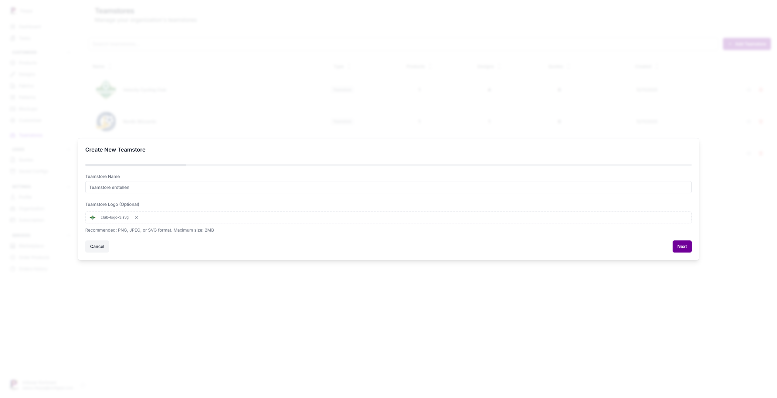 Create Teamstore Name & Logo